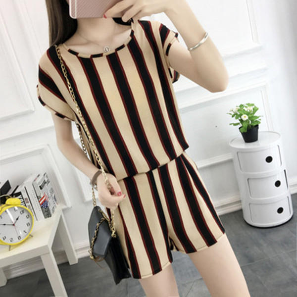 Women's Fashion New Short Sleeve Shorts Two Piece Set