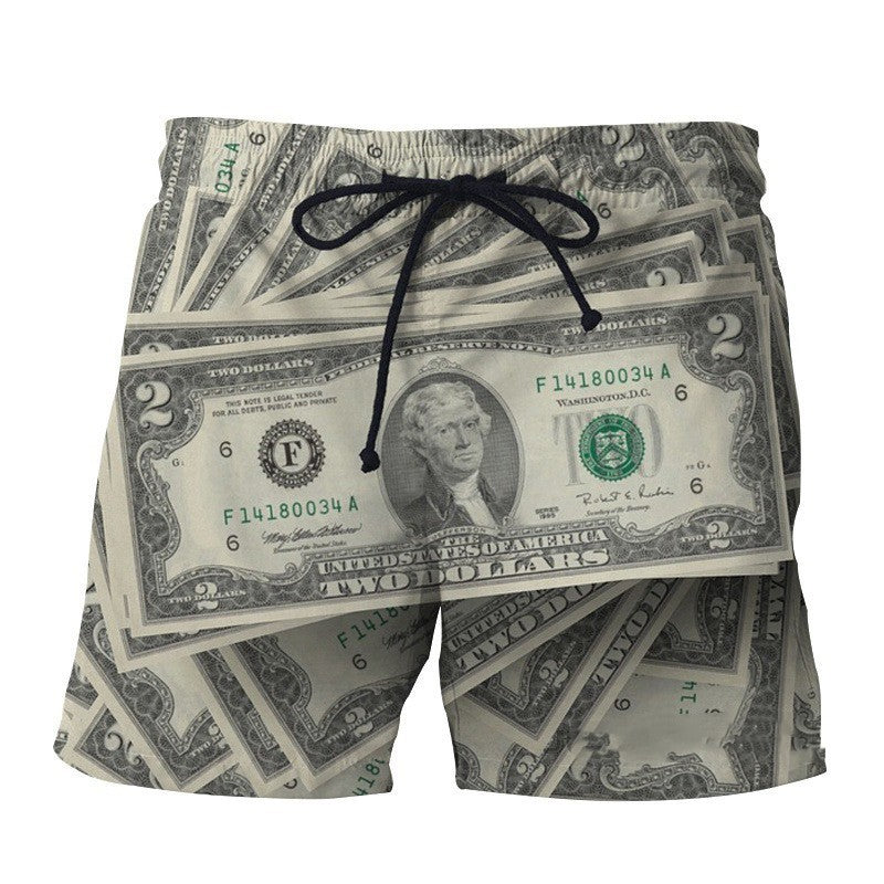 Men's Straight Leg 3D Digital Printed Polyester Shorts