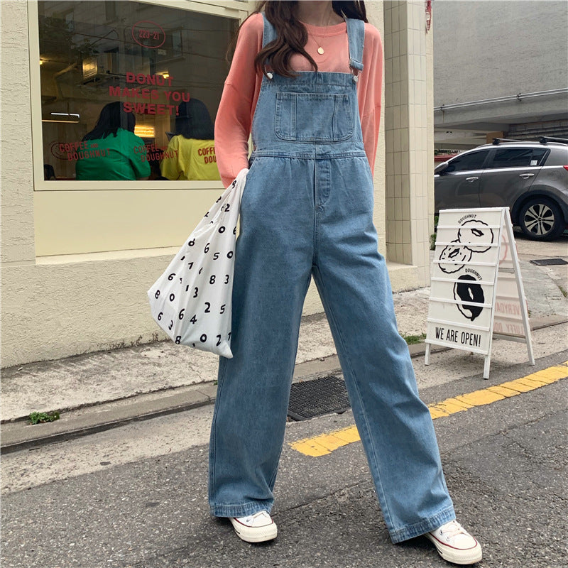 Women's Fashion Denim Suspender Pants – Casual Loose Overalls Jumpsuit