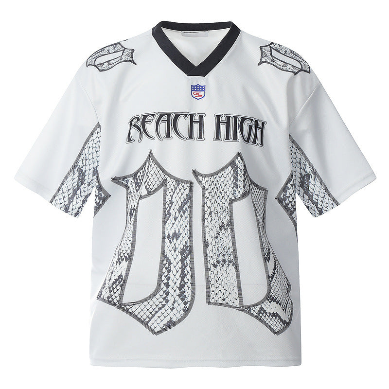 Unisex Snake Scale Mesh Jersey Tee Relaxed Fit White