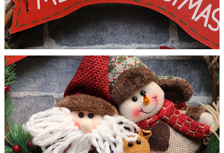 Wreath Christmas Vine Circle Pendant  Door Hanger