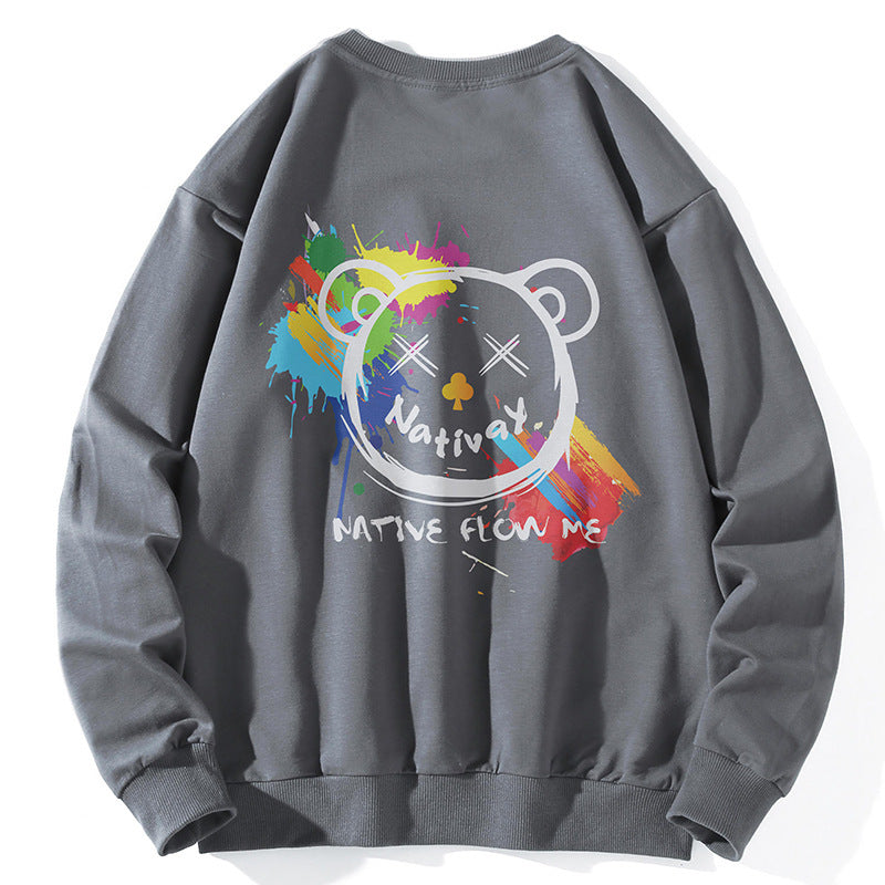 Round Neck Hoodie Long Sleeve Jacket For Men