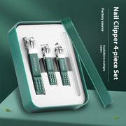 Dark Green Nail Clippers Four-piece Anti-splash Nail Scissors