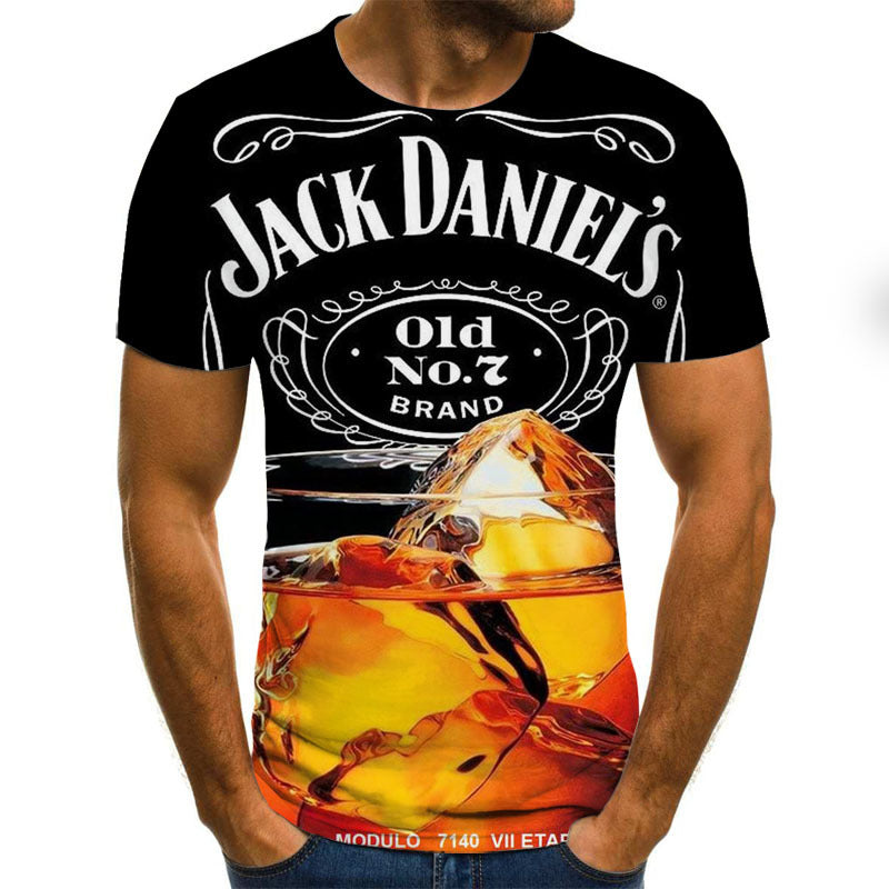 Unisex Short Sleeve 3D Digital Printed Polyester Cotton Tee