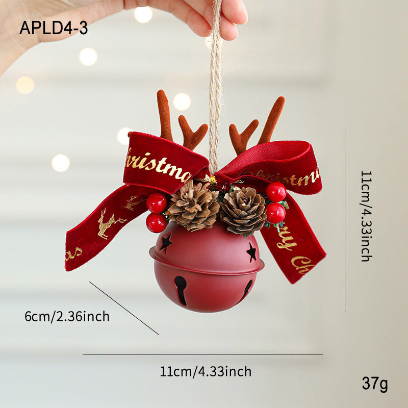 Jingling Bell Antlers Bowknot Pine Cone Mixed Pendant Show Window Hangings