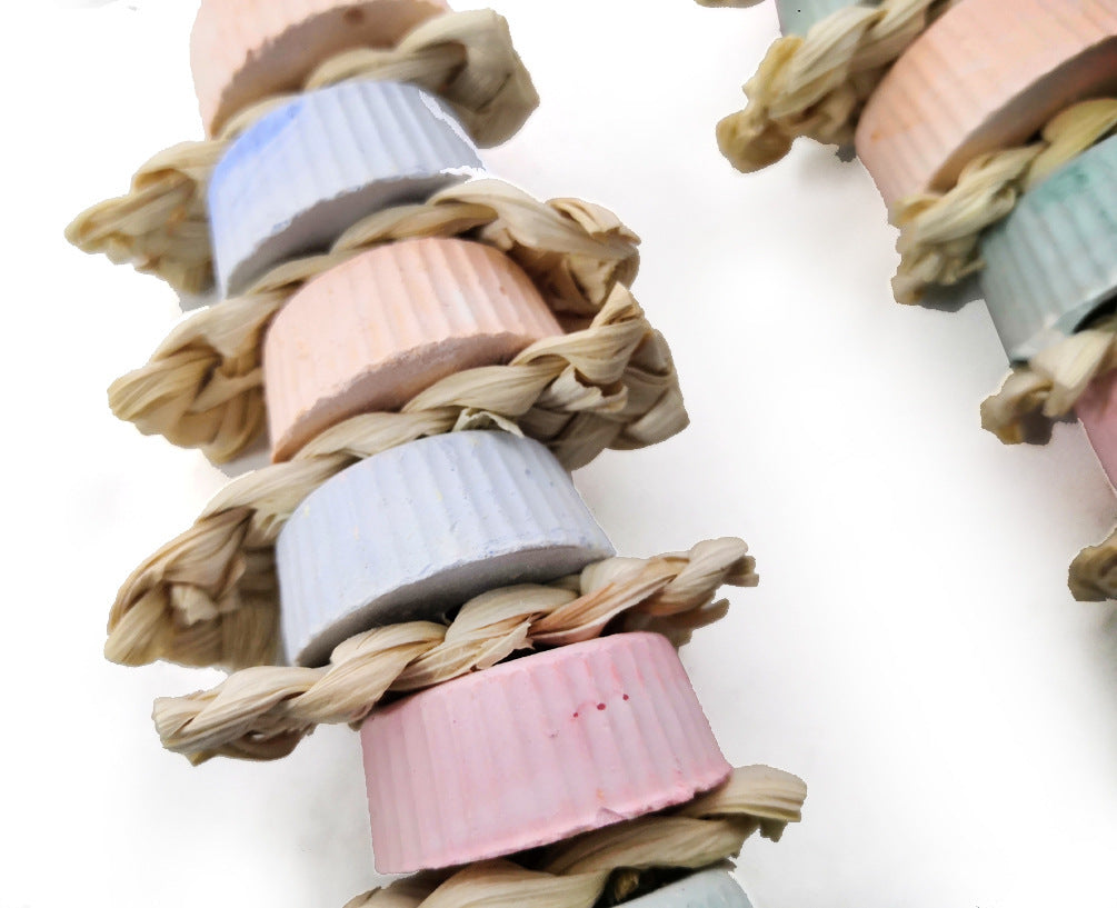 Parrot Calcium Supplement Bite Grinding Stone Bite String Straw Corn Husk Toy