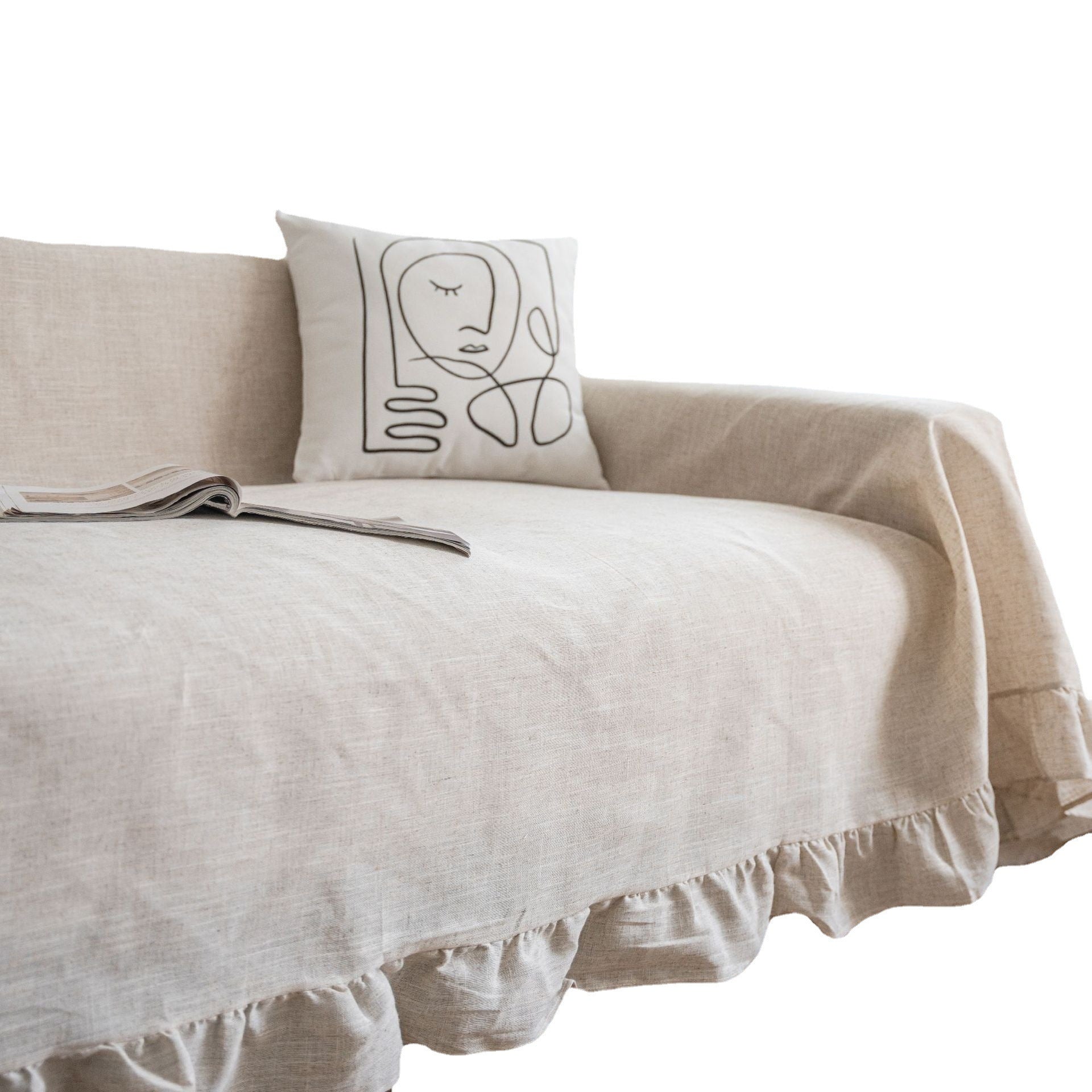 Sofa Towel Plain Pastoral Ruffled Multi-functional Cover Towel Retro