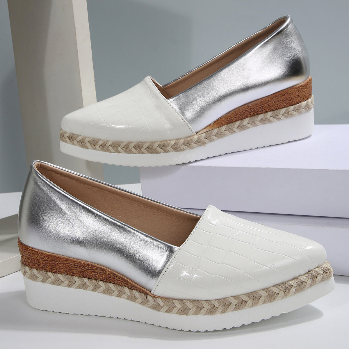 Woven Hemp Rope Muffin Bottom Low-cut Breathable Pointed Women's Pumps