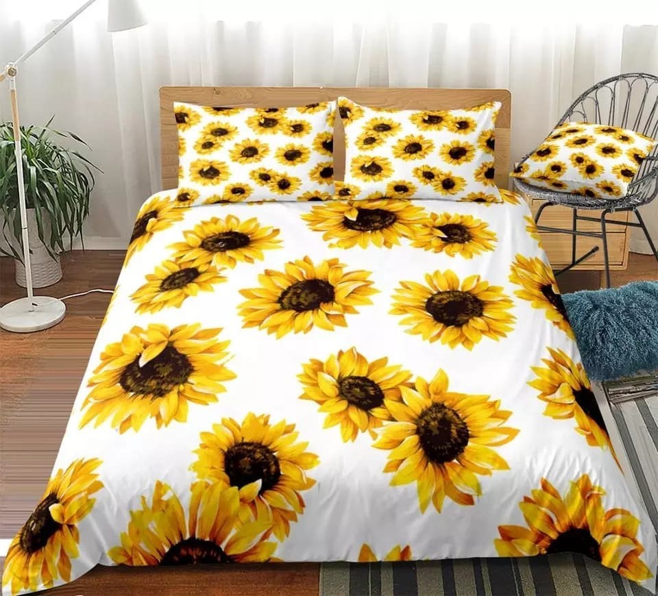 Three-Piece Sunflower Quilt Cover Bedding Set