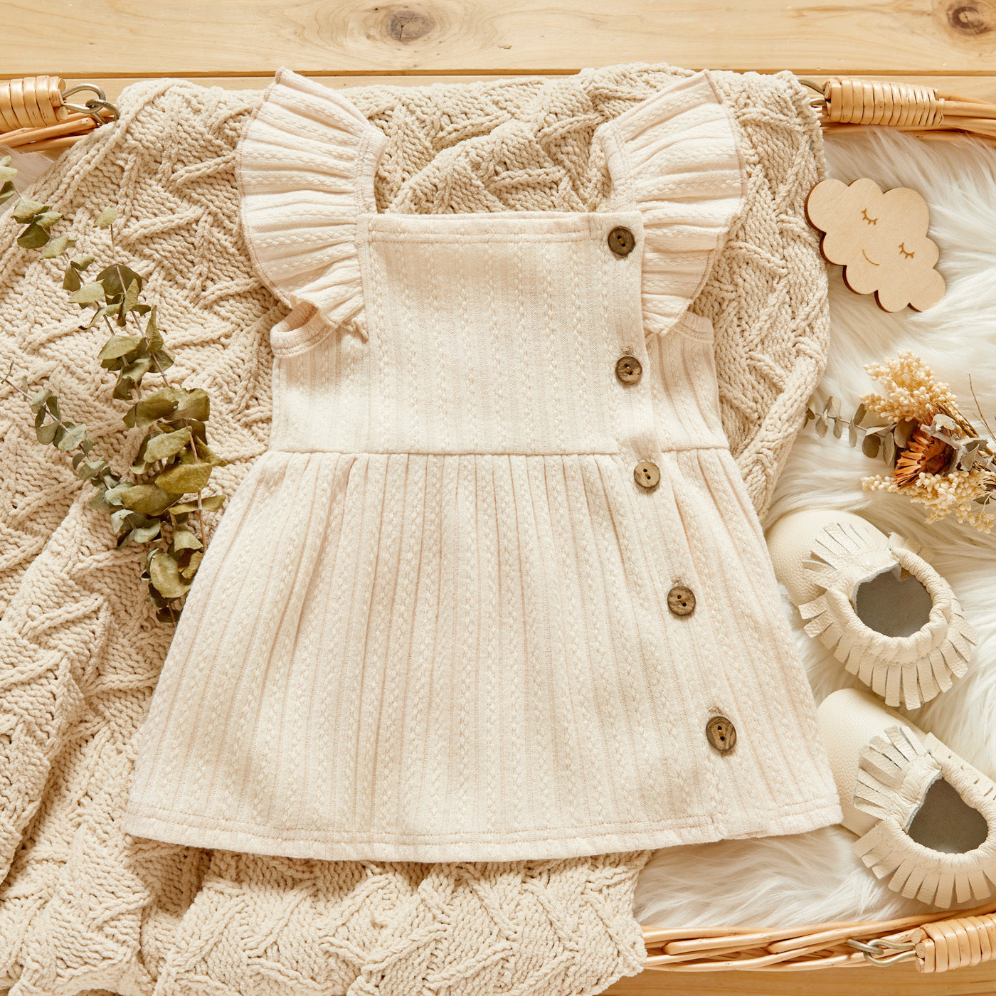 Girls Sling Style Rib Stitch Jacquard Skirt Polyester