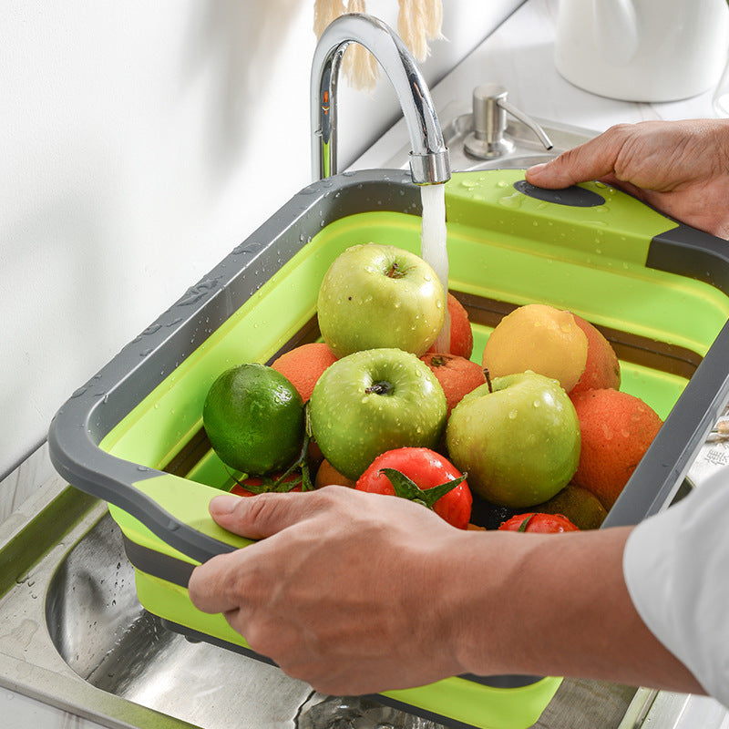 Multifunctional Folding 3-in-1 Kitchen Sink Chopping Board with Wash Basin and Strainer