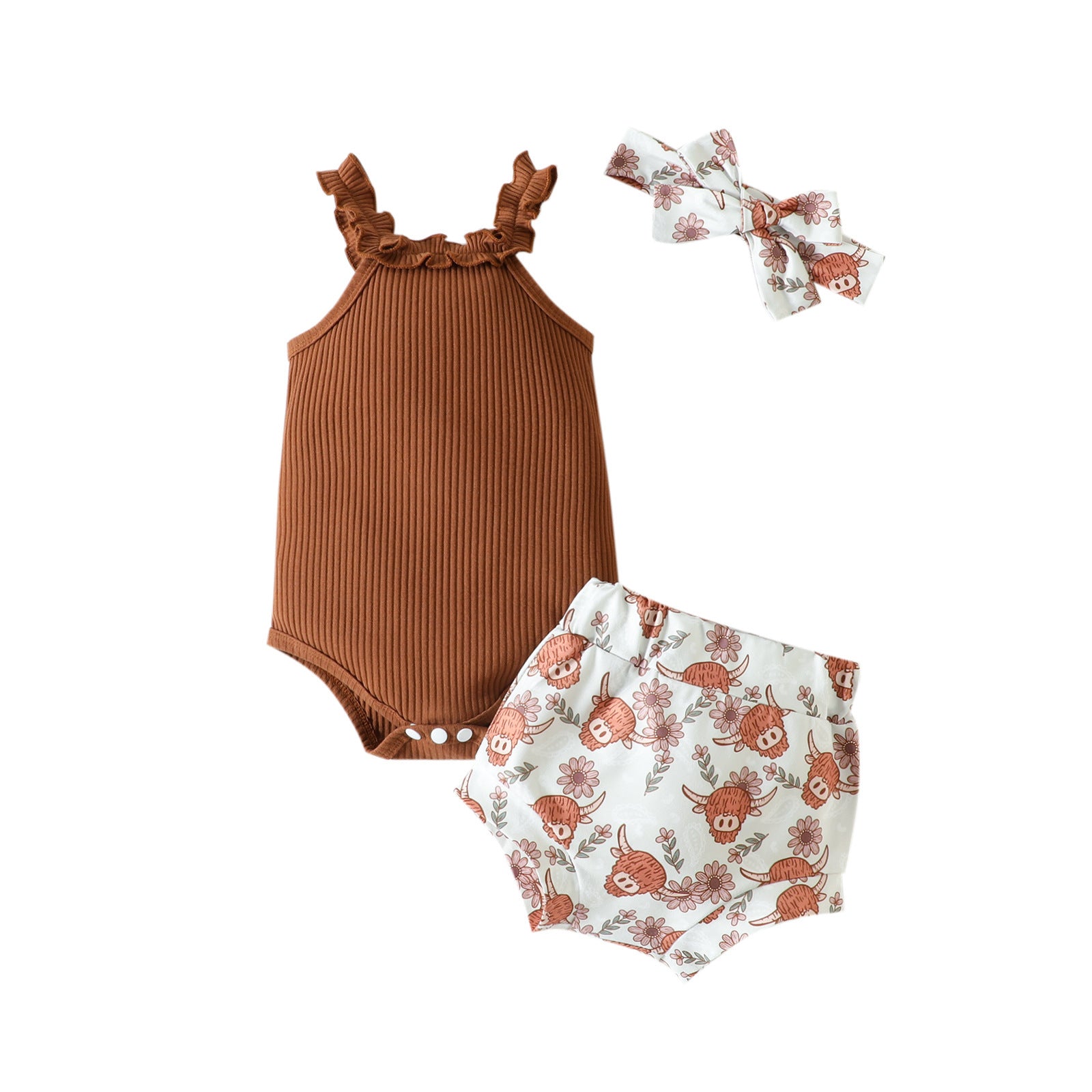 Baby Girl Summer Outfit – Cotton Two-Piece Sleeveless Jumpsuit and Shorts
