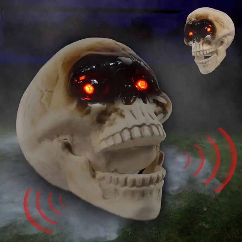Animated Floating Skeleton Decoration – Realistic Skull Head with Scary Sound