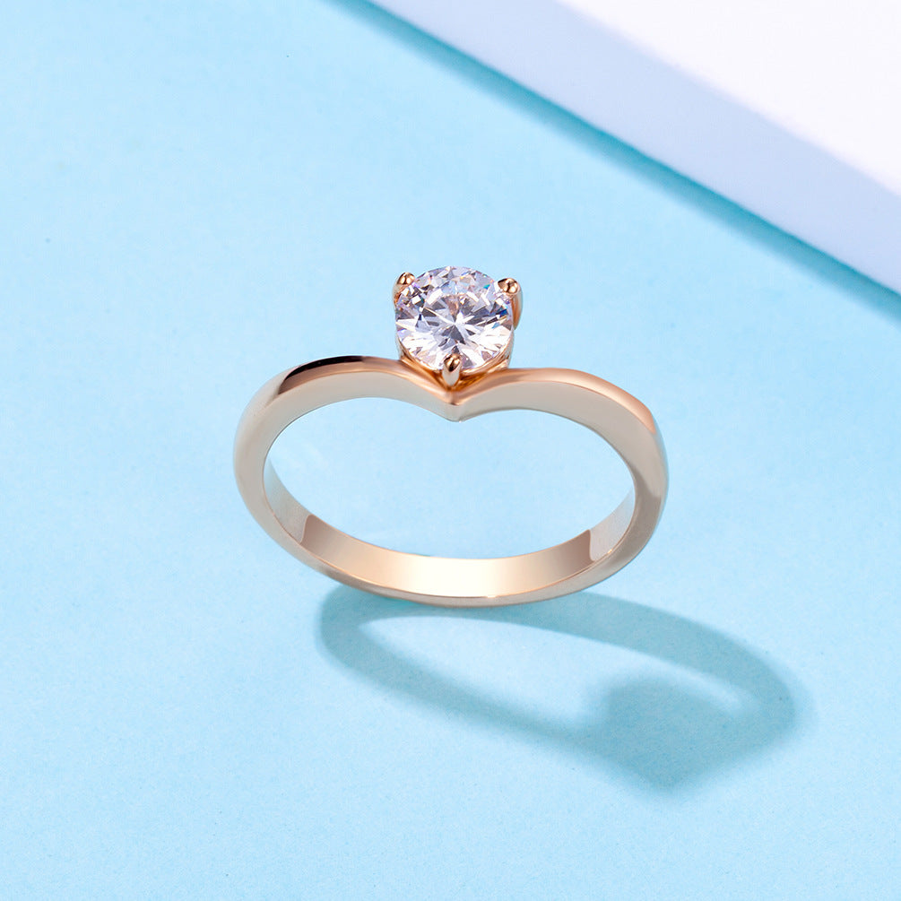 Titanium Steel Inlaid Zircon Wedding Engagement Ring