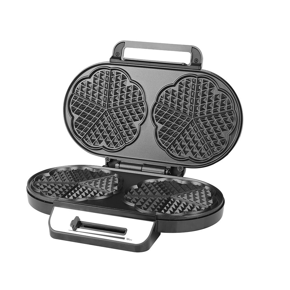 Household 110V Double-Plate Love Heart Waffle Maker – Two Waffles at Once