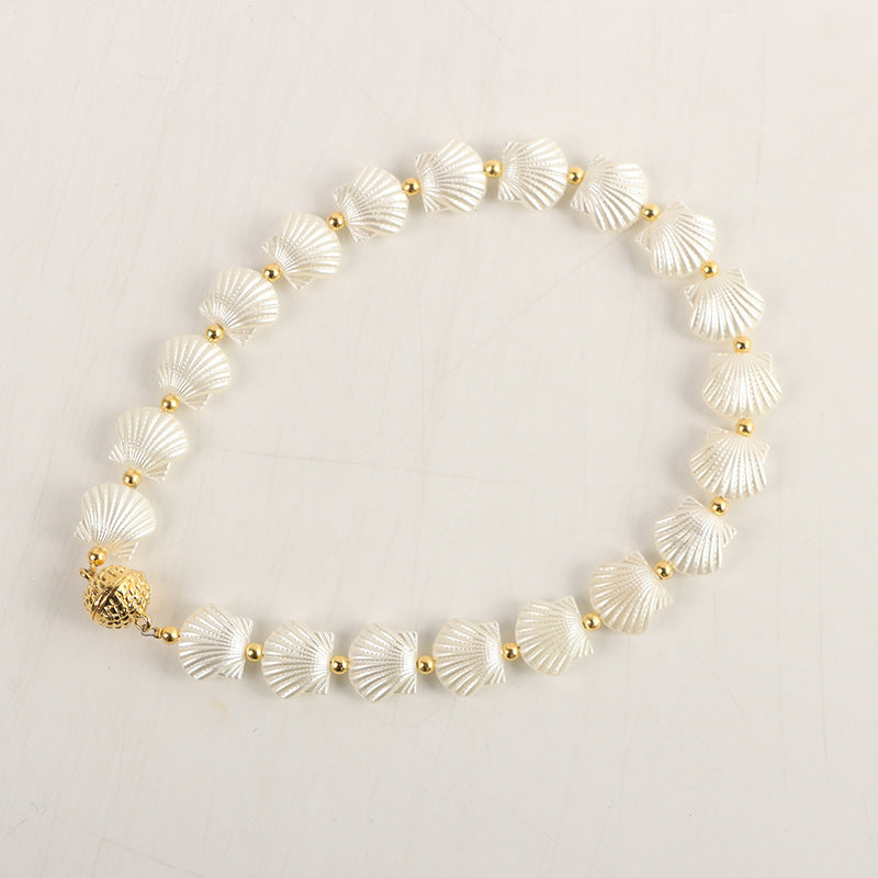 Unisex Pearl Chain Bracelet – Magnetic Snap Alloy Acrylic Design