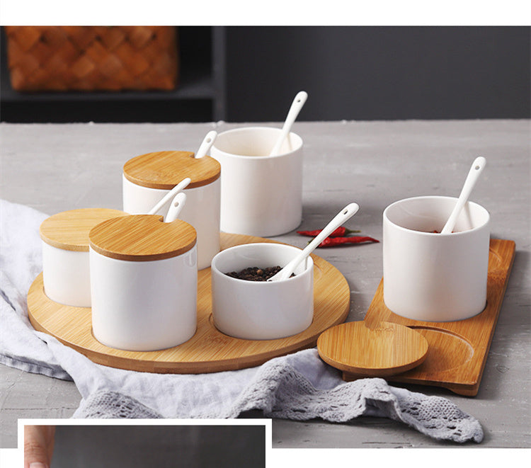 Chinese Creative Ceramic Seasoning Jar Set – Elegant Spice Storage