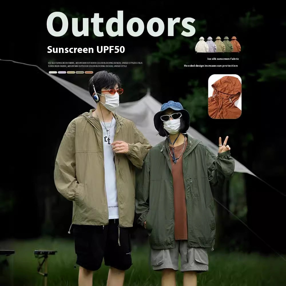 Unisex Ice Silk Hooded Jacket – UPF50 Sun Protection Outdoor Wear