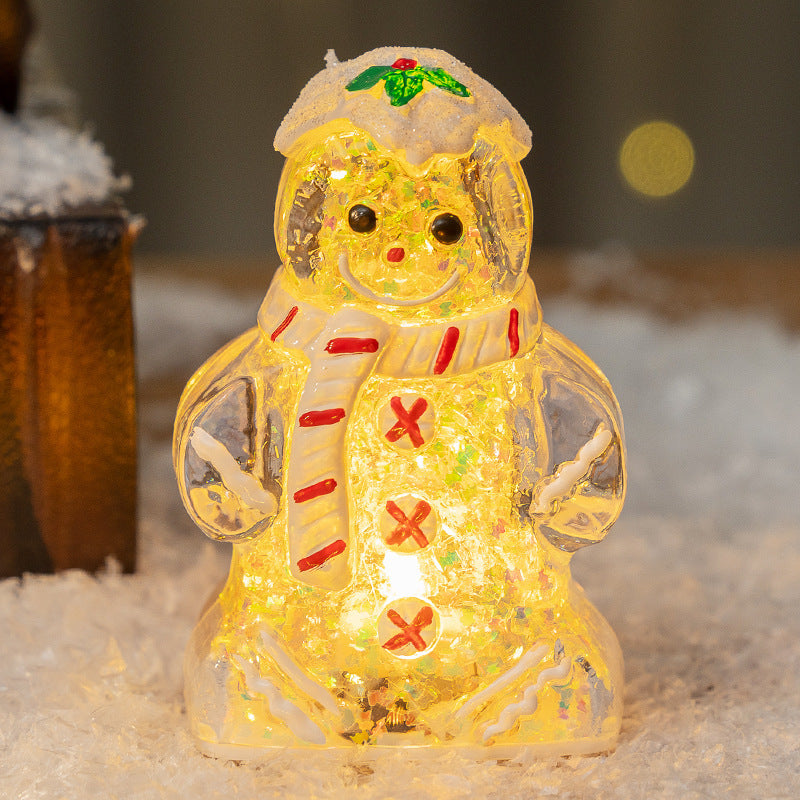 Cute Glowing Christmas Gingerbread Man Snowman Ornaments Christmas Gift Decoration