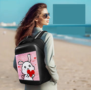 Unisex Nylon LED Screen Backpack Solid Color Waterproof