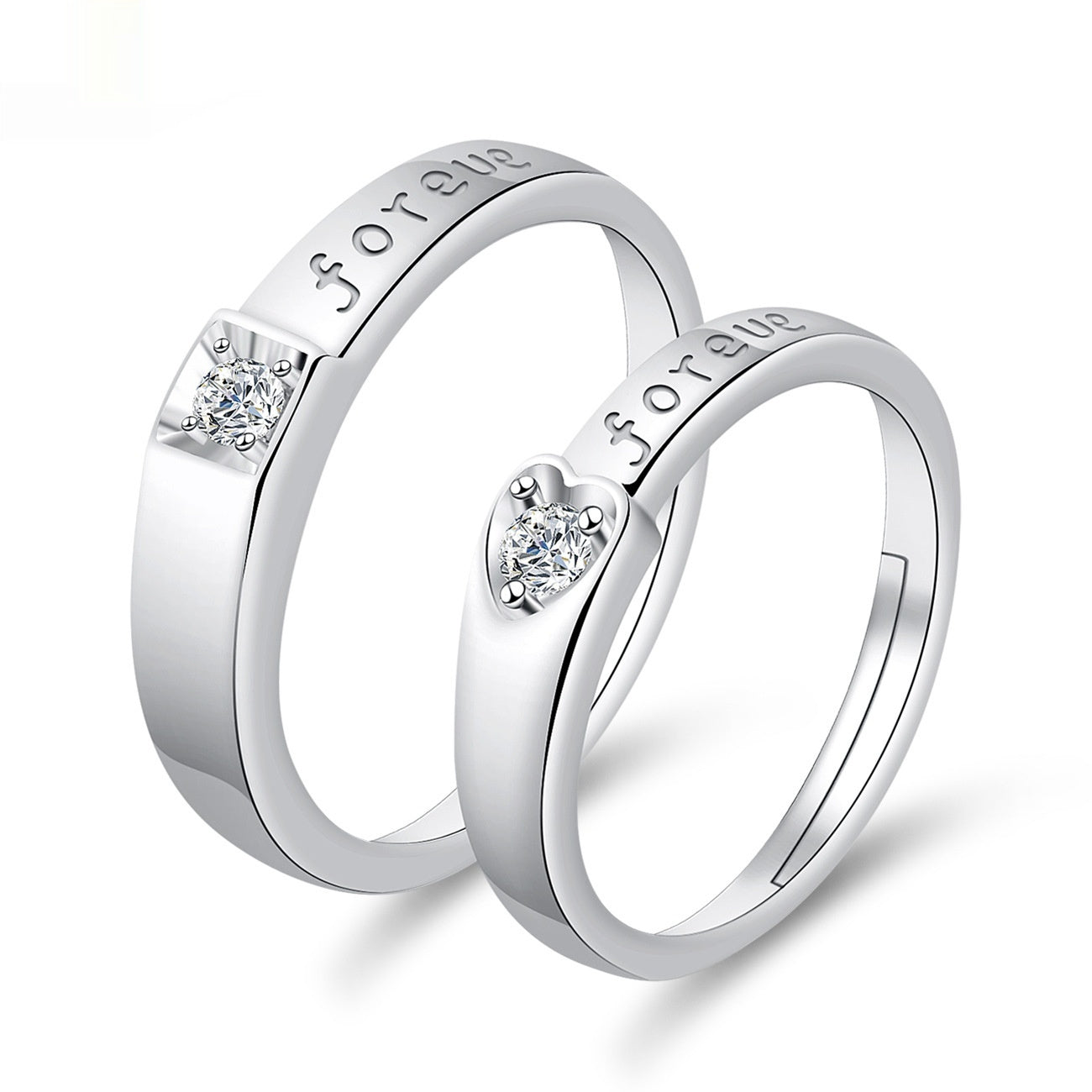 Elegant Crown-Shaped Moissanite Electroplated Copper Couple Rings Set