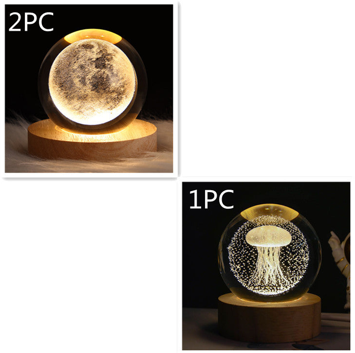 Luminous Starry Sky Moon and Planets Crystal Ball Night Lamp Projection Light