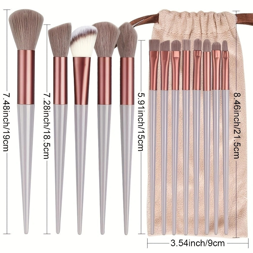 Portable Synthetic Makeup Brush Set With Steel Ferrules