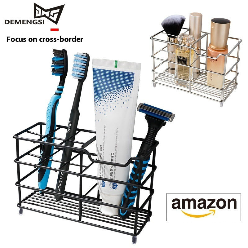 Household Grid Desktop Stainless Steel Toothbrush Holder