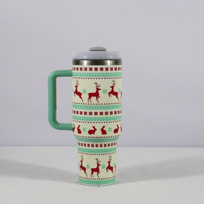 Christmas Vacuum Tumbler with Straw