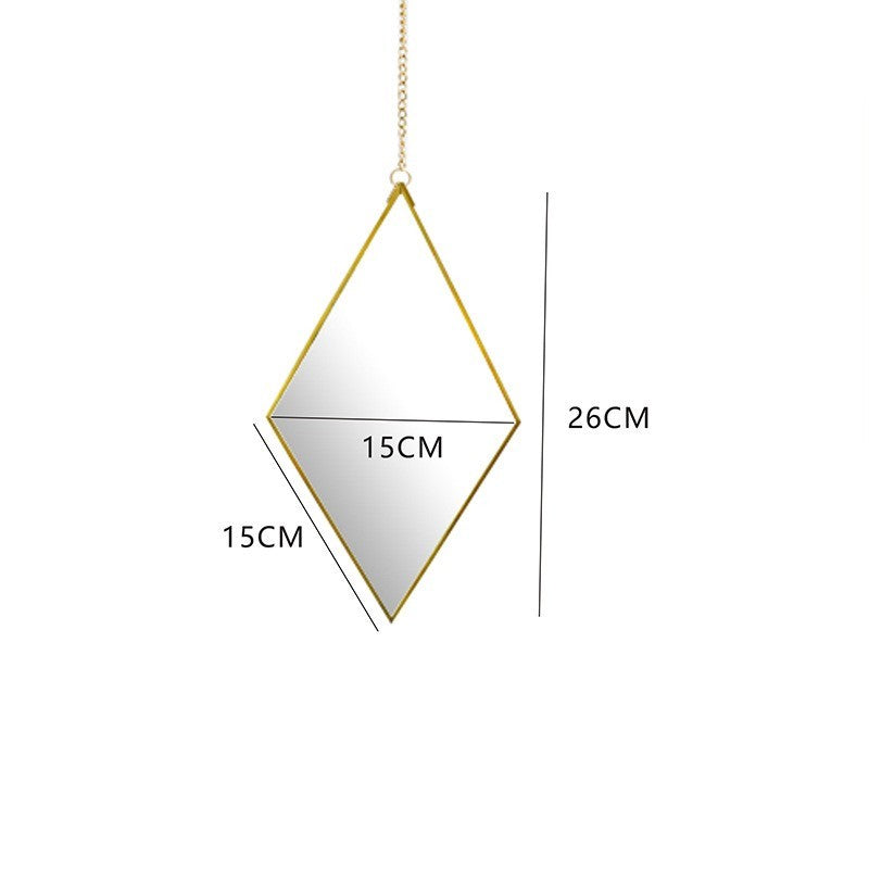 Brass Hexagonal Cosmetic Mirror – Wall-Mounted Bathroom Vanity, Modern