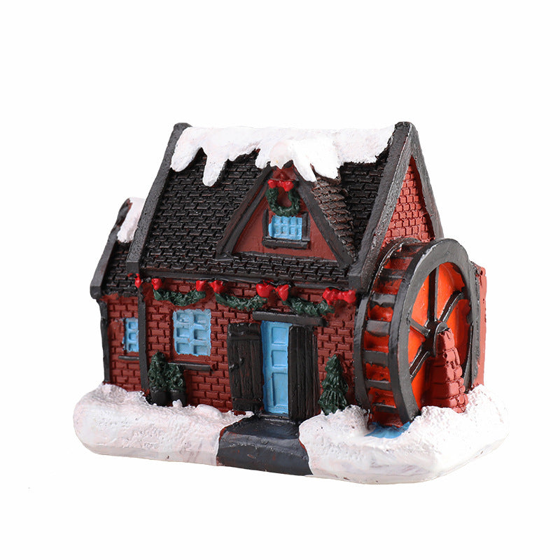 Christmas Small House Micro Landscape Resin Decorations
