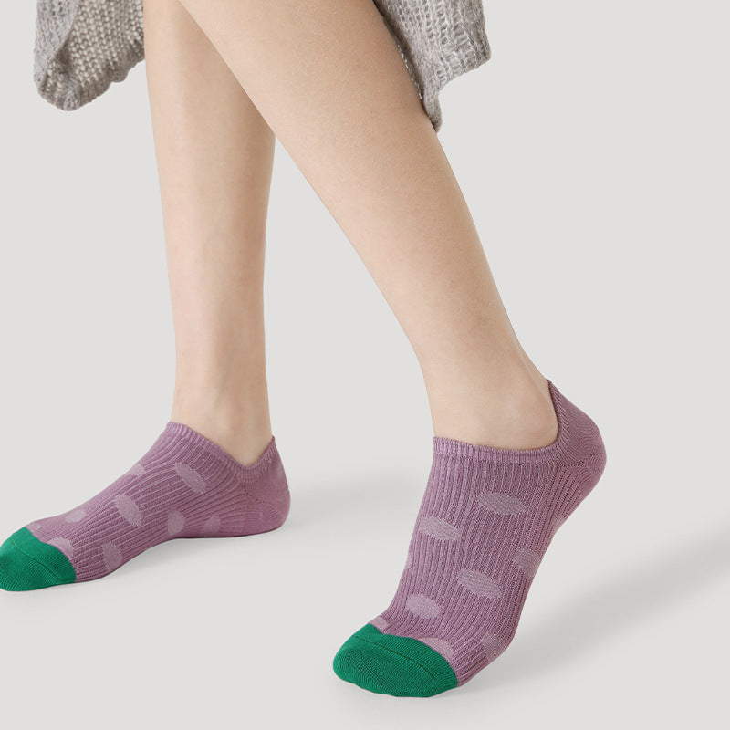 Thin Breathable Retro Color Block Ankle Socks