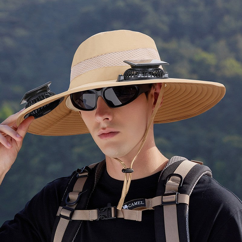 Solar Twin Fan Hat Men's Summer Outdoor Mountaineering Fishing