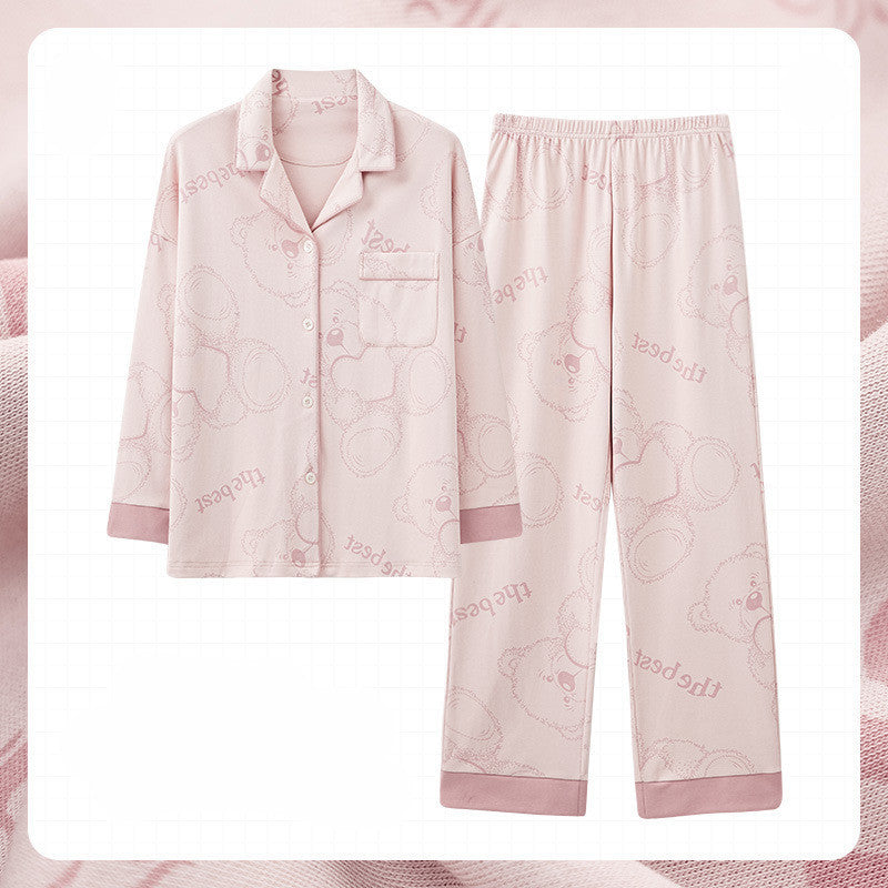 Women's Fashion Simple Cotton Long-sleeved Home Wear Set