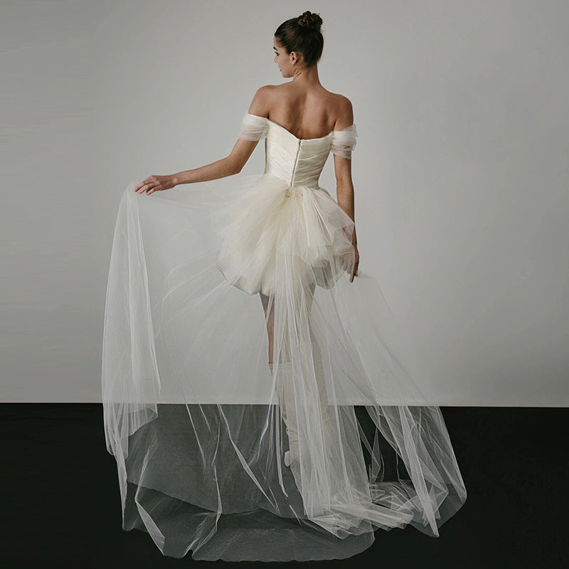 Elegant Off-Shoulder Light White Short Wedding Dress
