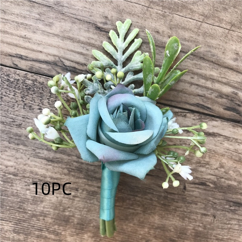 Korean Fabric Bride And Groom Corsage Rose Small Buds Silk Flower Before Marriage