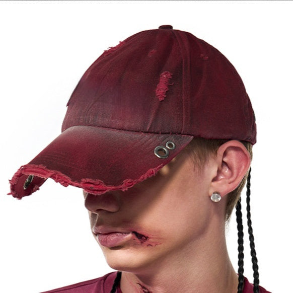 Spray Dirty Old Red Peaked Cap