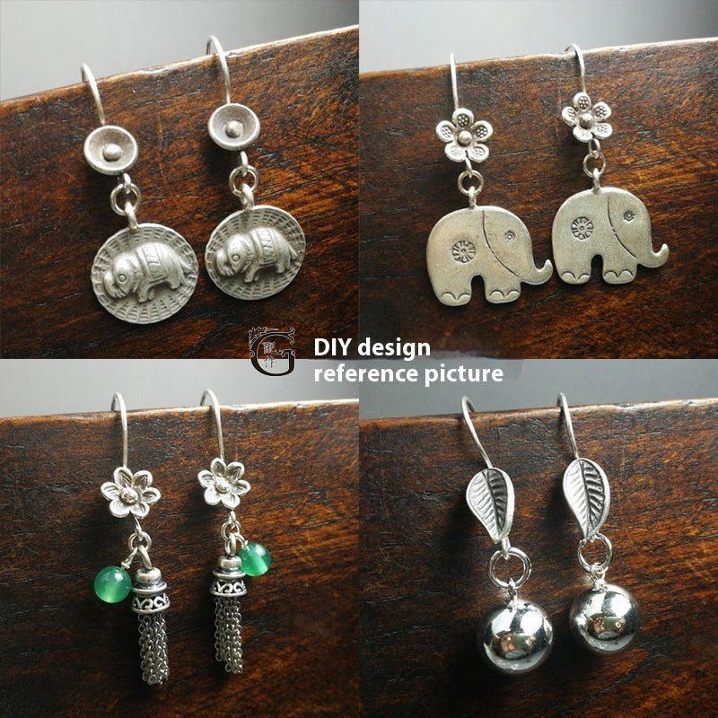 Homemade Sterling Silver Earrings Eardrop Silver Accessories Silver Ear Hook