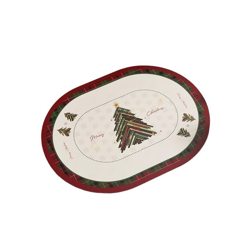 Christmas Diatom Ooze Oval Absorbent Floor Mat