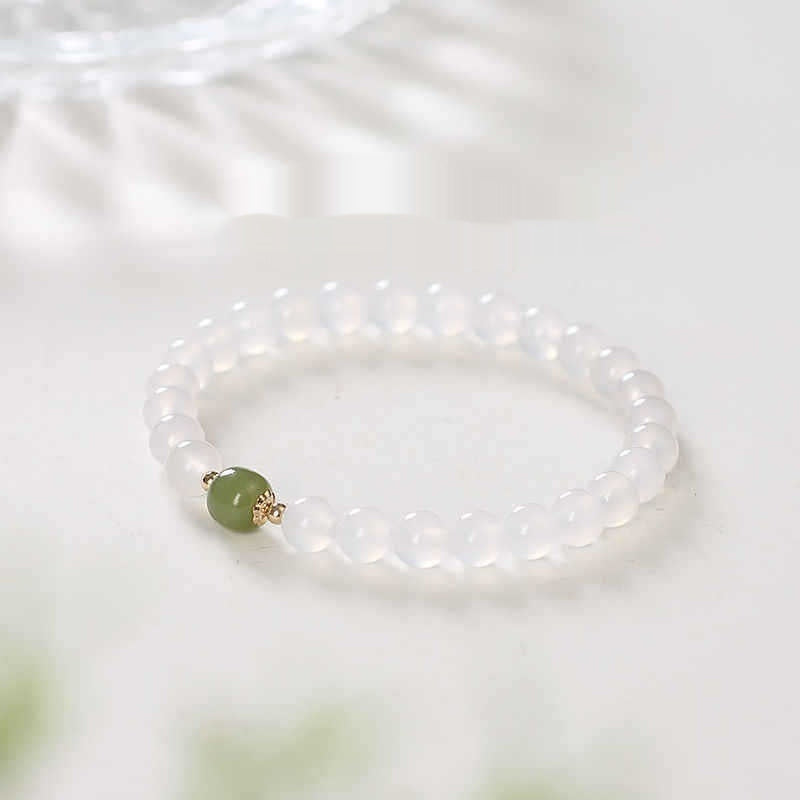 Natural White Agate Hetian Jade Bracelet For Women