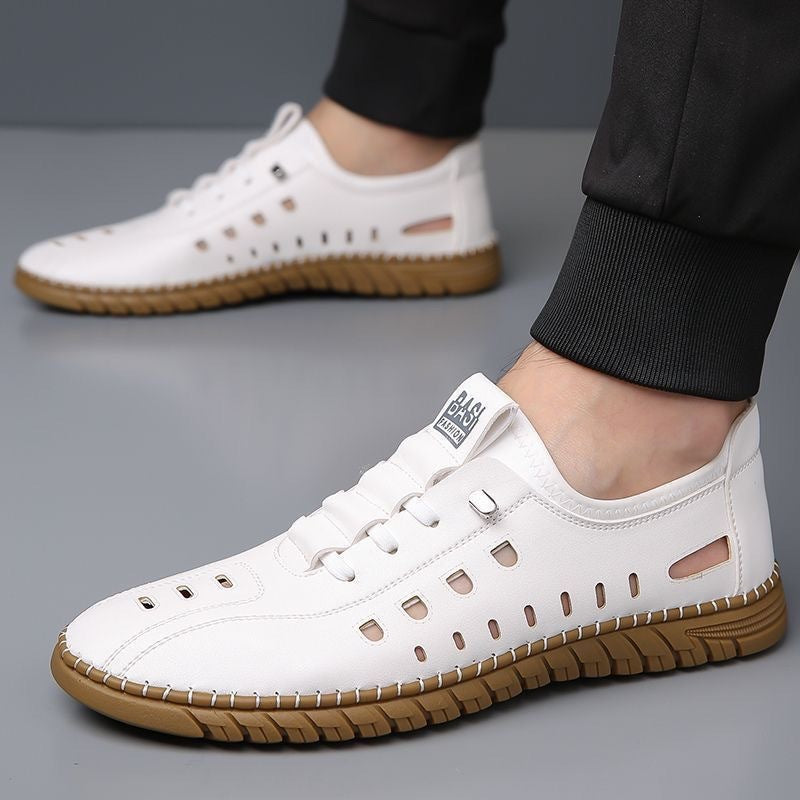 Men's Slip On PU Leather Hollow Breathable Sandals Regular