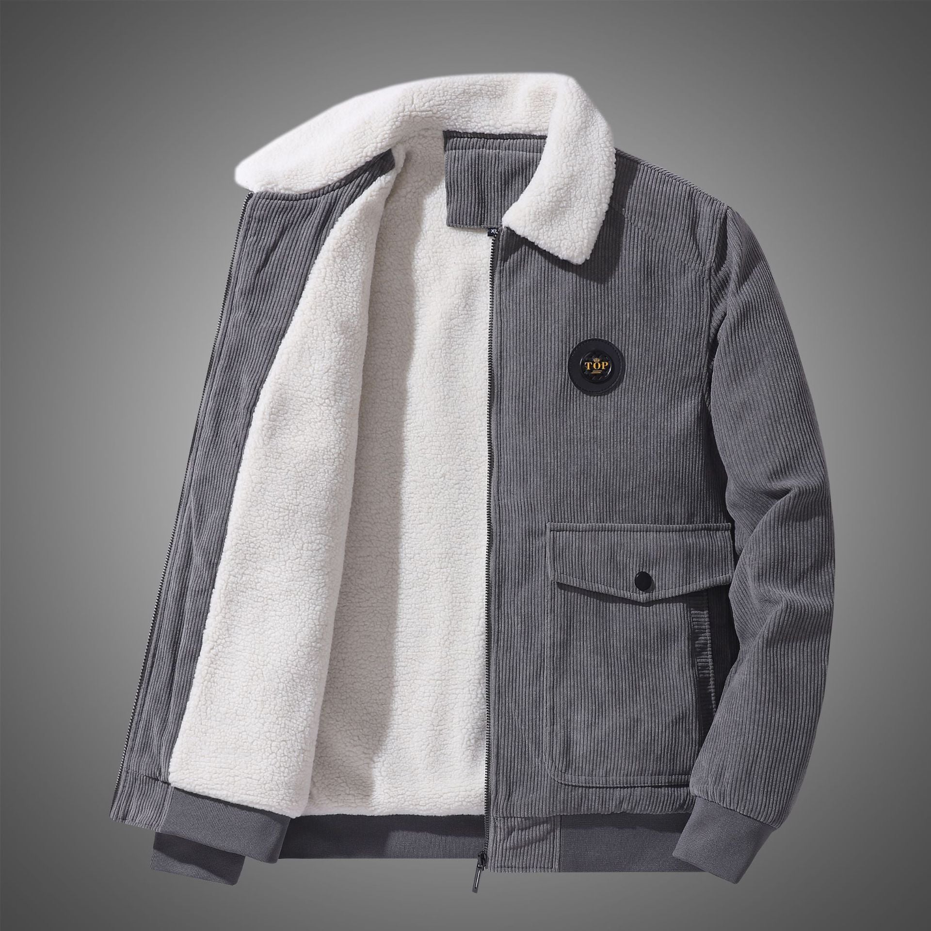 Men’s Loose Fit Corduroy Multi-Pocket Cotton-Padded Jacket