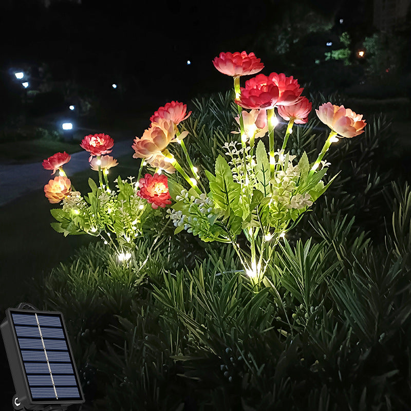 7-head Solar Snow Lotus Festive Lantern Outdoor Simulation