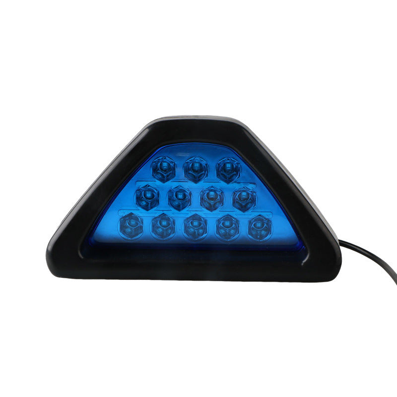 Car Motorcycle Universal LED Rear Fog Light Triangle Brake Warning Light Heelpiece Pilot Light