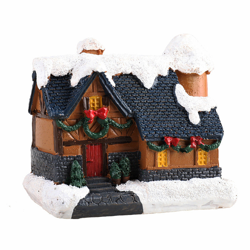 Christmas Small House Micro Landscape Resin Decorations