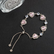 Women's Heart Zircon Bracelet – Pink Zircon Copper Alloy Jewelry
