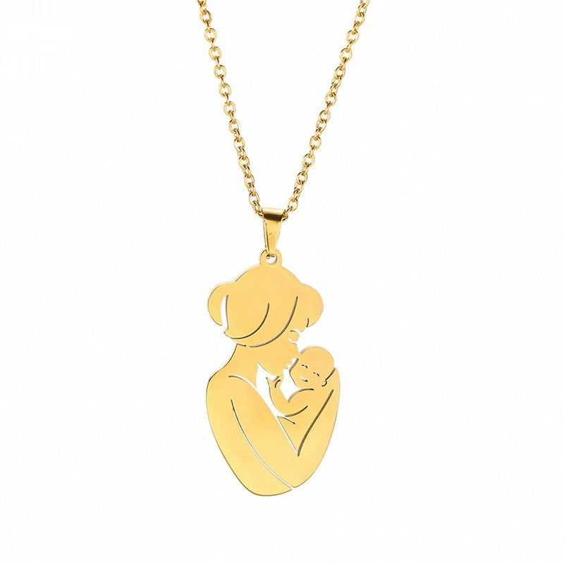 Mother And Baby Stainless Steel Women's Necklace Pendant