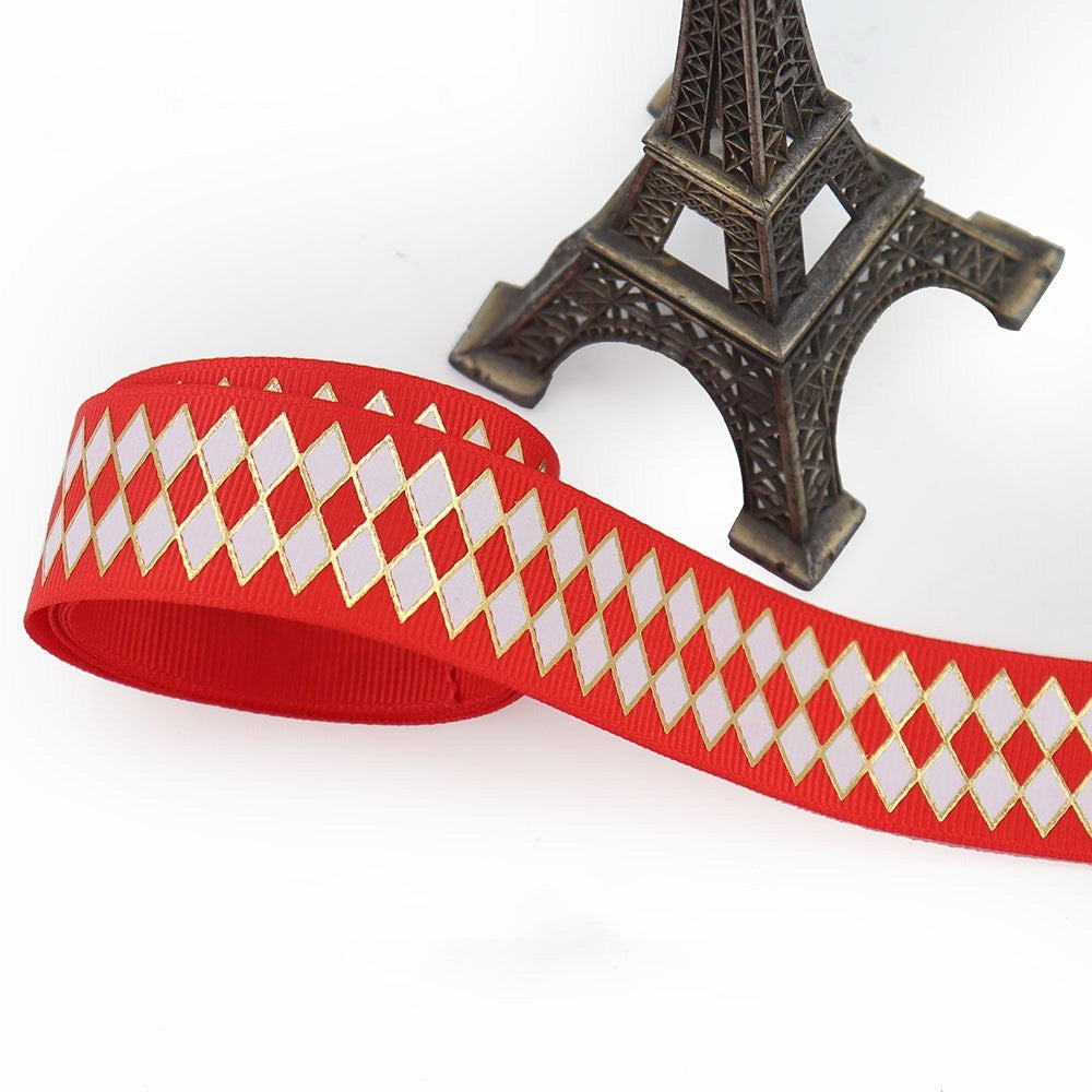 Bronzing Geometric Rib Ribbon – 25mm Decorative Craft Ribbon