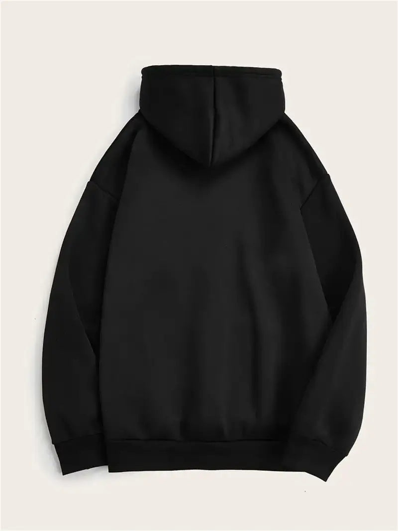 Anime & Sketching Themed Hoodie For Women - Casual  Pullover With Hood, Long Sleeves, Solid Color & Front Pocket For All Seasons