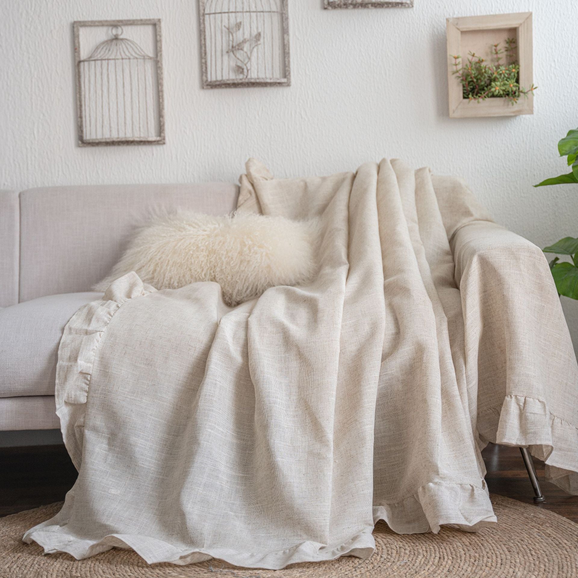 Sofa Towel Plain Pastoral Ruffled Multi-functional Cover Towel Retro